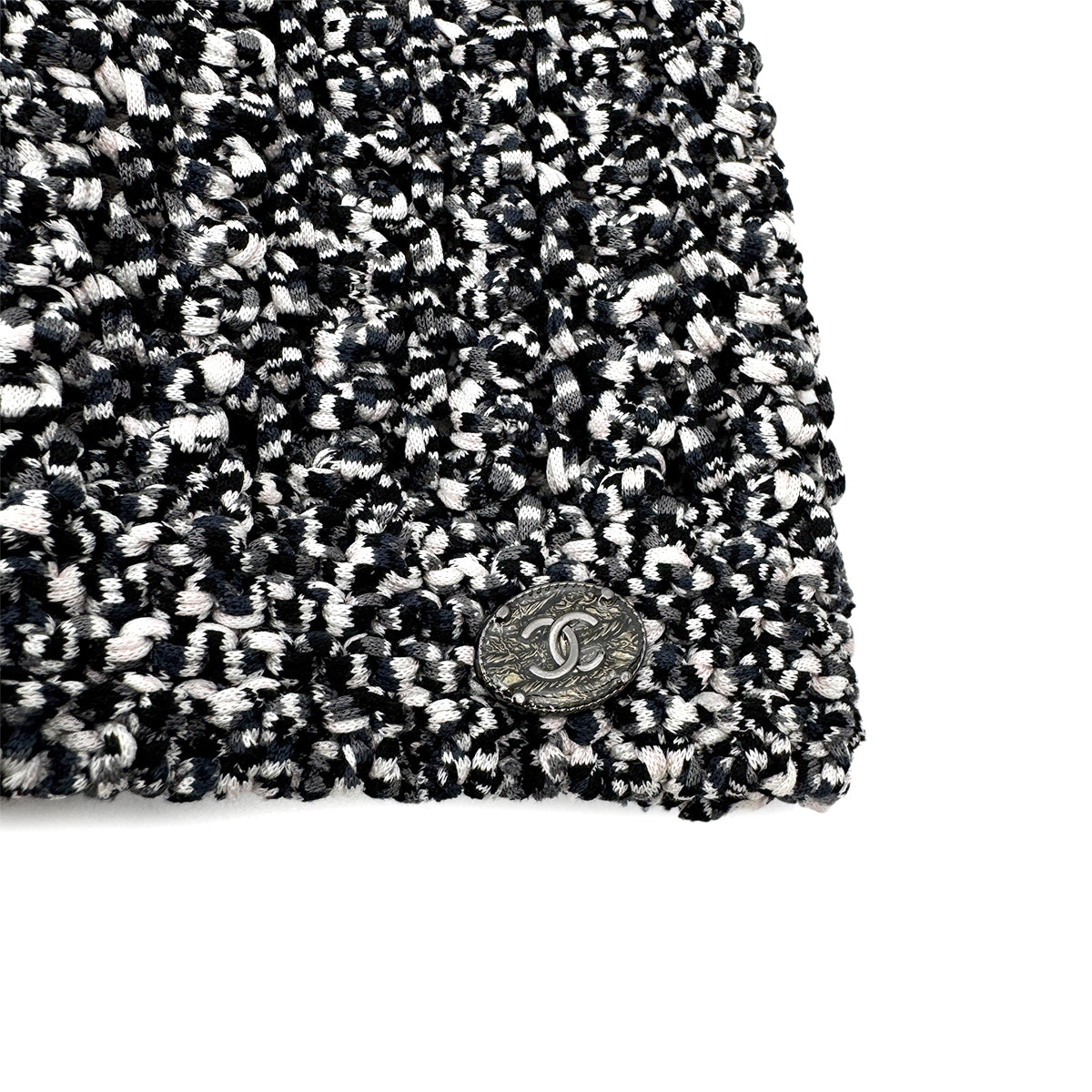 CHANEL COCO BUTTON HALF SLEEVE KNIT BLACK COTTON 34 P43 RTW 90284788