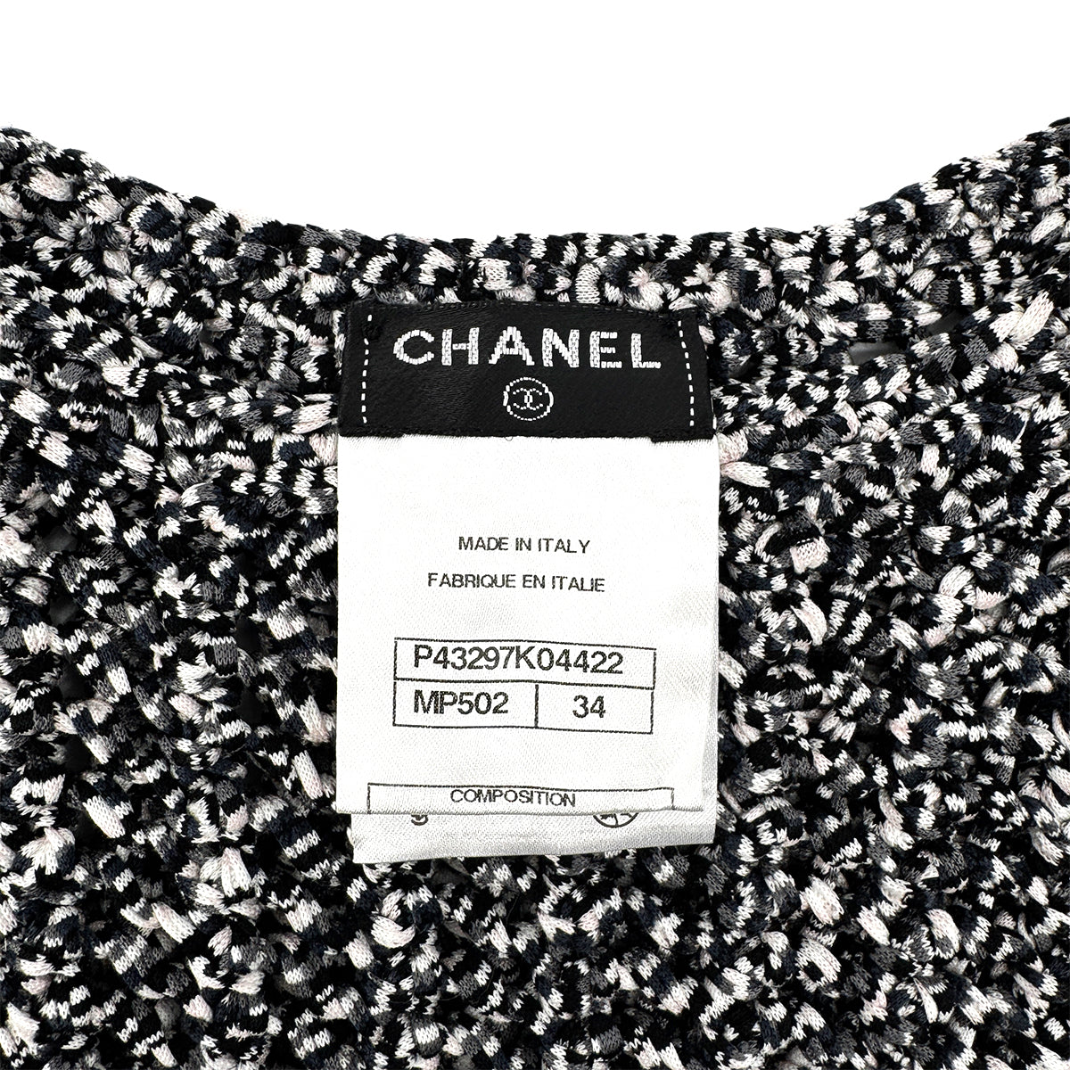 CHANEL COCO BUTTON HALF SLEEVE KNIT BLACK COTTON 34 P43 RTW 90284788