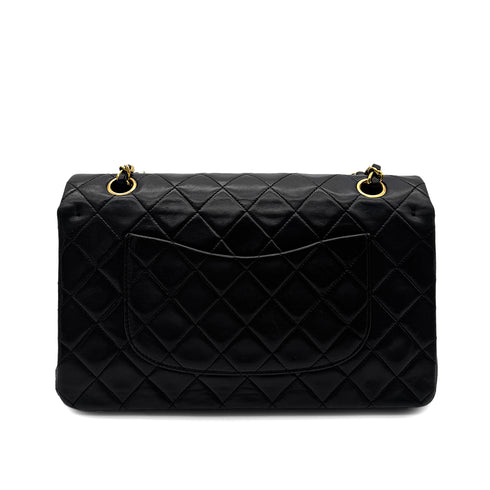 CHANEL VINTAGE CLASSIC FLAP MIDIUM CHAIN SHOULDER BAG BLACK LAMB SKIN 90284860 - PURPOSE