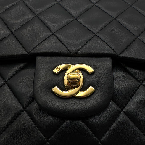 CHANEL VINTAGE CLASSIC FLAP MIDIUM CHAIN SHOULDER BAG BLACK LAMB SKIN 90284860 - PURPOSE