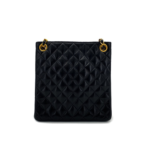CHANEL VINTAGE MATELASSE CHAIN SHOULDER BAG BLACK LAMB SKIN 90284861 - PURPOSE
