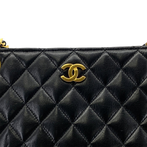 CHANEL VINTAGE MATELASSE CHAIN SHOULDER BAG BLACK LAMB SKIN 90284861 - PURPOSE