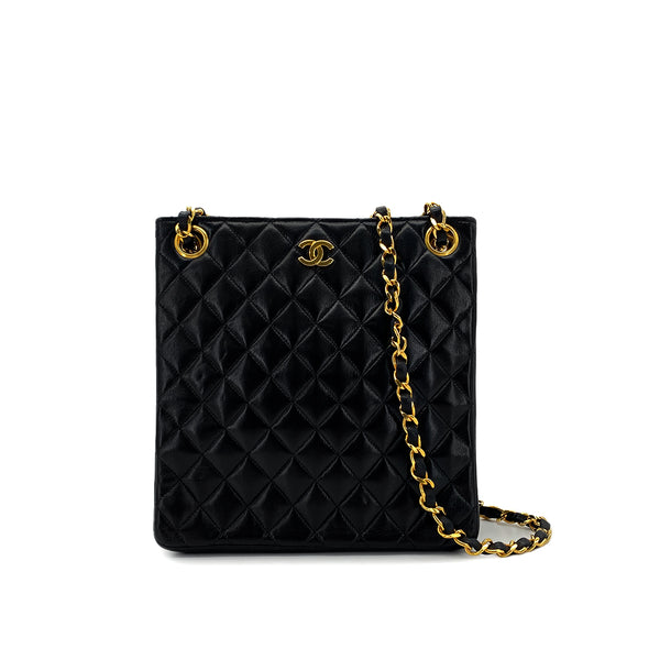 CHANEL VINTAGE MATELASSE CHAIN SHOULDER BAG BLACK LAMB SKIN 90284861 - PURPOSE