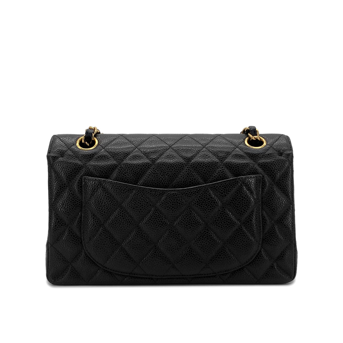 CHANEL CLASSIC FLAP SMALL CHAIN SHOULDER BAG BLACK CAVIAR SKIN 90284863