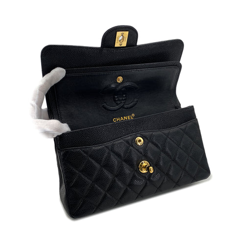 CHANEL CLASSIC FLAP SMALL CHAIN SHOULDER BAG BLACK CAVIAR SKIN 90284863 - PURPOSE