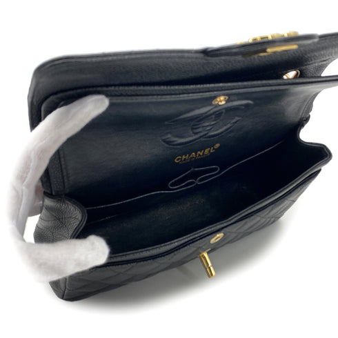 CHANEL CLASSIC FLAP SMALL CHAIN SHOULDER BAG BLACK CAVIAR SKIN 90284863 - PURPOSE