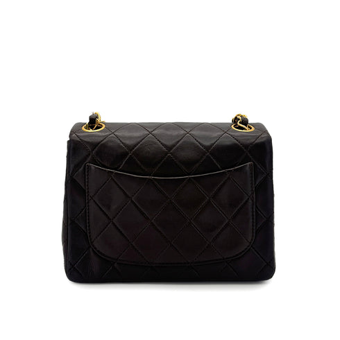 CHANEL VINTAGE MINI SQUARE 17 CHAIN SHOULDER BAG DARK BROWN LAMB SKIN 90284866 - PURPOSE