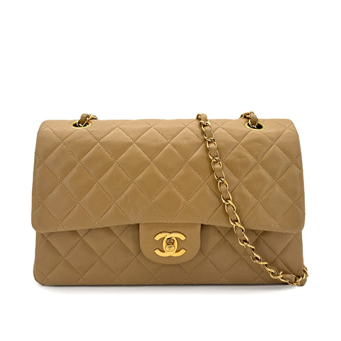 CHANEL VINTAGE CLASSIC FLAP MEDIUM CHAIN SHOULDER BAG BEIGE LAMB SKIN 90284868 - PURPOSE