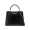 HERMES KELLY 28 SELLIER BLACK POROSUS CROCODILE HAND SHOULDER BAG □A GHW 90284872 - PURPOSE