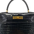 HERMES KELLY 28 SELLIER BLACK POROSUS CROCODILE HAND SHOULDER BAG □A GHW 90284872 - PURPOSE