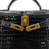 HERMES KELLY 28 SELLIER BLACK POROSUS CROCODILE HAND SHOULDER BAG □A GHW 90284872 - PURPOSE