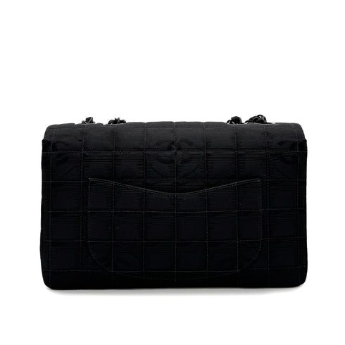 CHANEL VINTAGE NEW TRAVEL LINE EAST WEST CHOCOLATE BAR CHAIN SHOULDER BAG BLACK NYLON 90284881 - PURPOSE