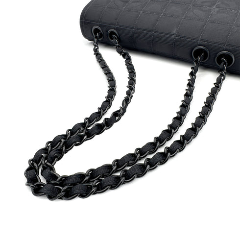 CHANEL VINTAGE NEW TRAVEL LINE EAST WEST CHOCOLATE BAR CHAIN SHOULDER BAG BLACK NYLON 90284881 - PURPOSE