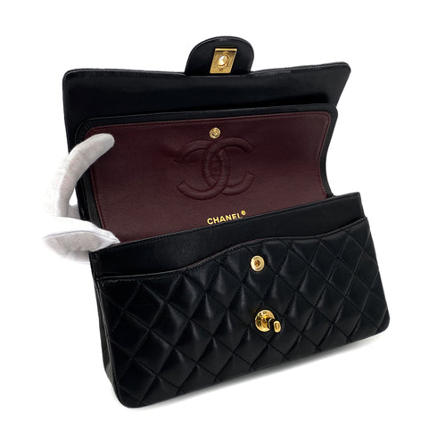 CHANEL VINTAGE CLASSIC FLAP MEDIUM CHAIN SHOULDER BAG BLACK LAMB SKIN 90284882 - PURPOSE