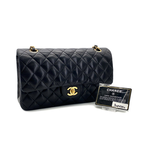 CHANEL VINTAGE CLASSIC FLAP MEDIUM CHAIN SHOULDER BAG BLACK LAMB SKIN 90284882 - PURPOSE