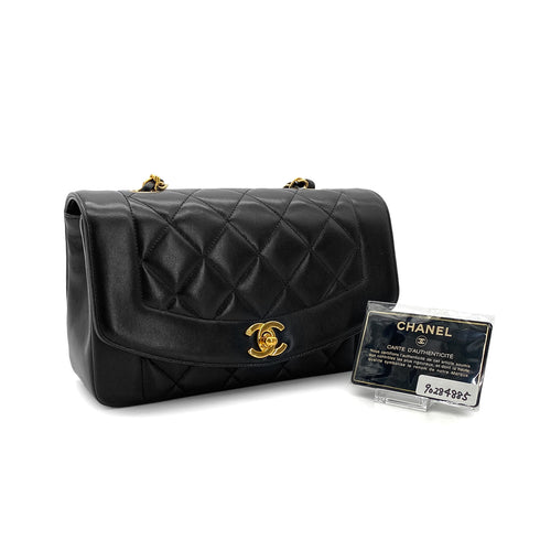 CHANEL VINTAGE DIANA SMALL CHAIN SHOULDER BAG BLACK LAMB SKIN 90284885 - PURPOSE