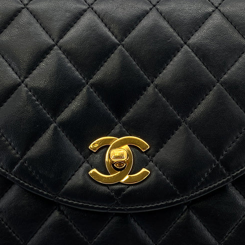 CHANEL VINTAGE MATELASSE HALF MOON CHAIN SHOULDER BAG BLACK LAMB SKIN 90284888 - PURPOSE