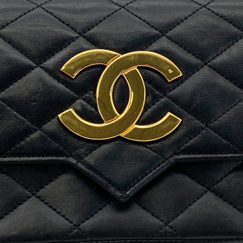 CHANEL VINTAGE MATELASSE BIG COCO CHAIN SHOULDER BAG BLACK LAMB SKIN 90284889 - PURPOSE