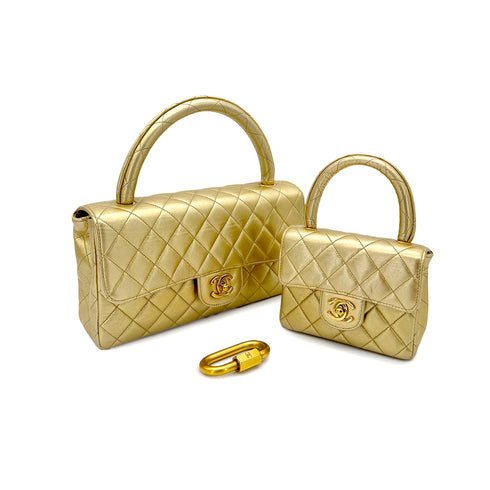 CHANEL VINTAGE PARENT-CHILD BAG METALLIC GOLD LAMB SKIN 90284890 - PURPOSE