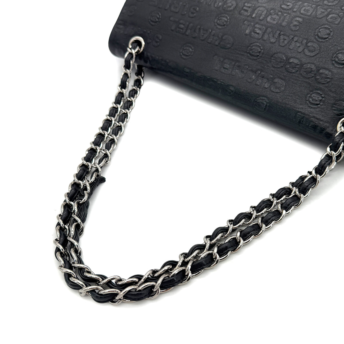 CHANEL VINTAGE 2.55 UNLIMITED CHAIN SHOULDER BAG BLACK CALF SKIN 90284896