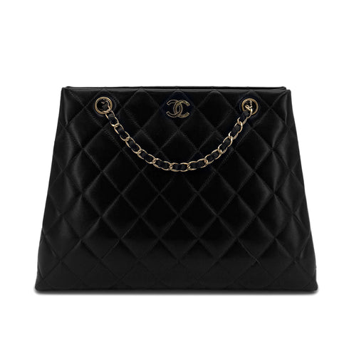 CHANEL VINTAGE MATELASSE CHAIN TOTE BAG BLACK LAMB SKIN 90284899 - PURPOSE