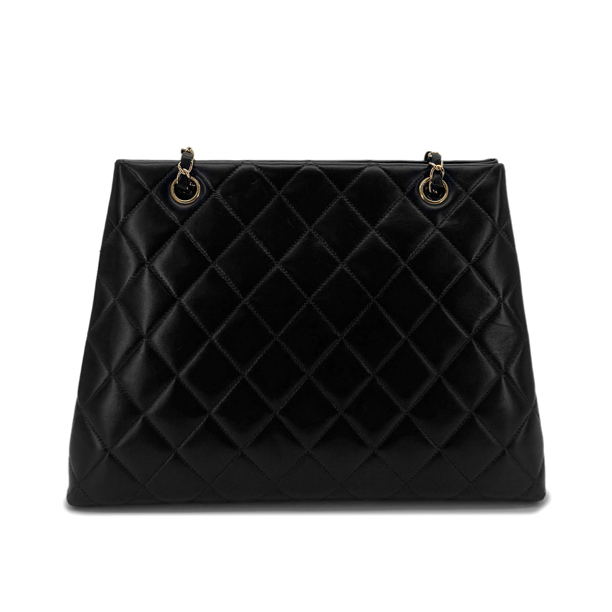 CHANEL VINTAGE MATELASSE CHAIN TOTE BAG BLACK LAMB SKIN 90284899