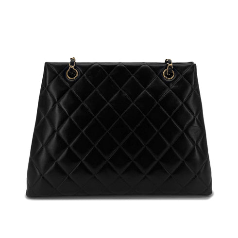 CHANEL VINTAGE MATELASSE CHAIN TOTE BAG BLACK LAMB SKIN 90284899 - PURPOSE