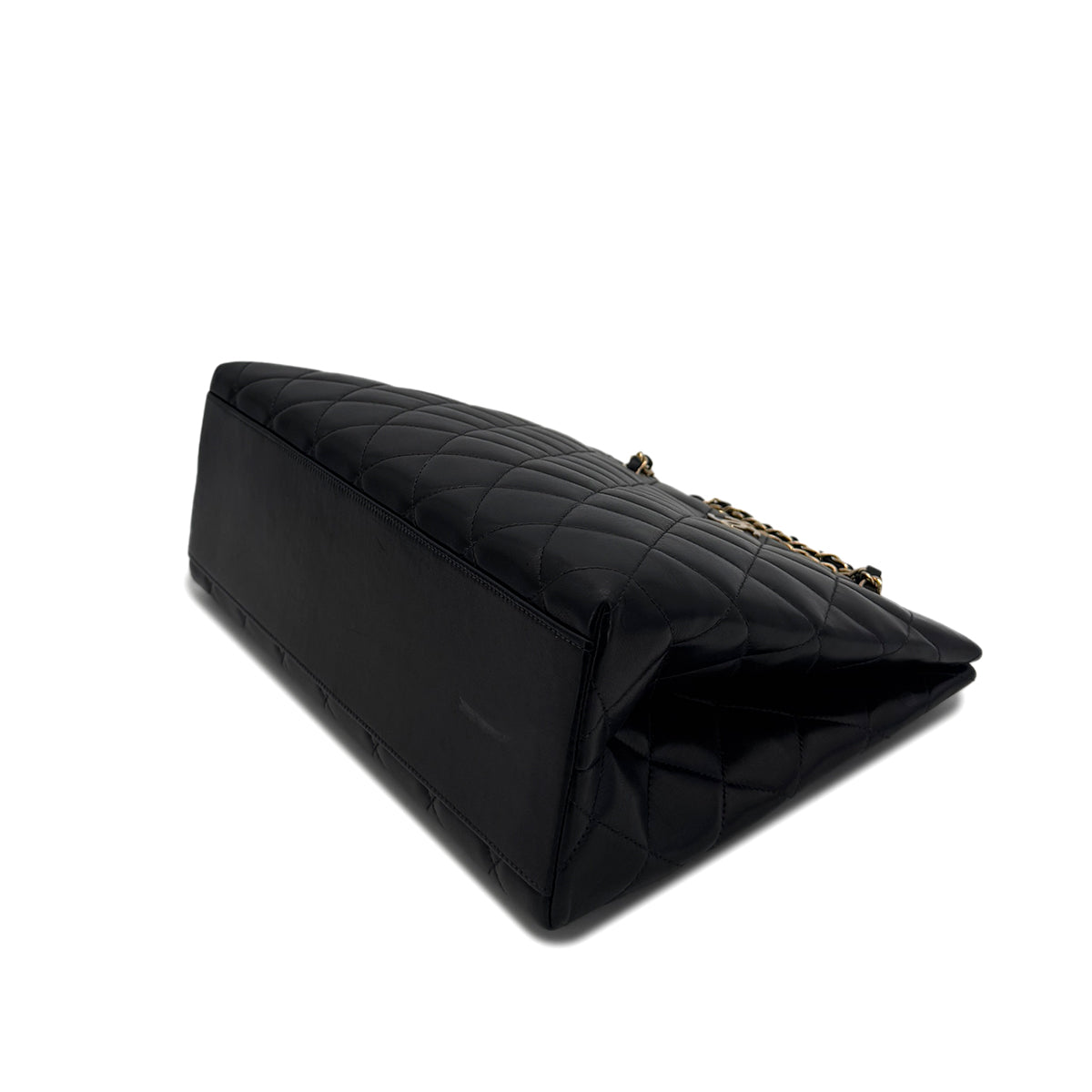 CHANEL VINTAGE MATELASSE CHAIN TOTE BAG BLACK LAMB SKIN 90284899