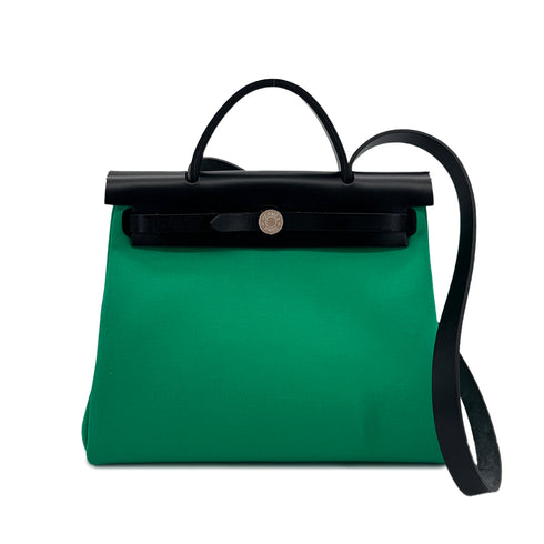 HERMES HER BAG ZIP PM 31 HAND SHOULDER BAG MENTHE BLACK VACHE HUNTER TOILE OFFICIER W SHW 90285094