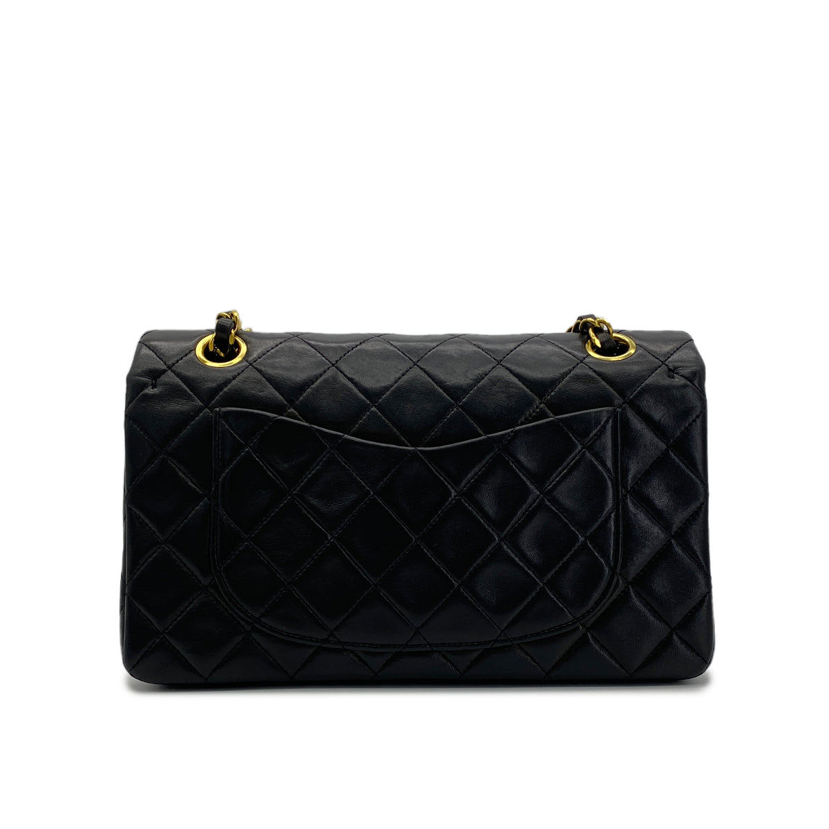 CHANEL VINTAGE CLASSIC FLAP SMALL CHAIN SHOULDER BAG BLACK LAMB SKIN 90285097