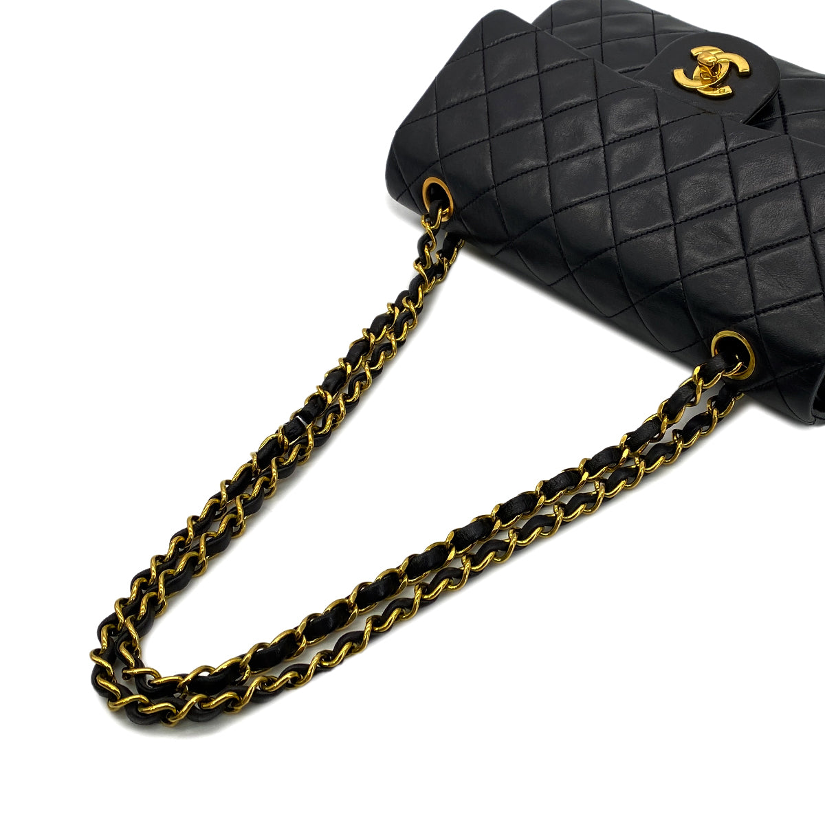 CHANEL VINTAGE CLASSIC FLAP SMALL CHAIN SHOULDER BAG BLACK LAMB SKIN 90285097
