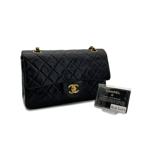 CHANEL VINTAGE CLASSIC FLAP SMALL CHAIN SHOULDER BAG BLACK LAMB SKIN 90285097 - PURPOSE