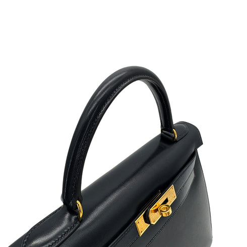 HERMES KELLY 28 SELLIER BLUE INDIGO BOXCALF HAND SHOULDER BAG 〇Z GHW 90285100 - PURPOSE