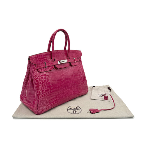 HERMES BIRKIN 35 ROSE SHEHERAZADE POROSUS HAND BAG □H SHW 90285102 - PURPOSE