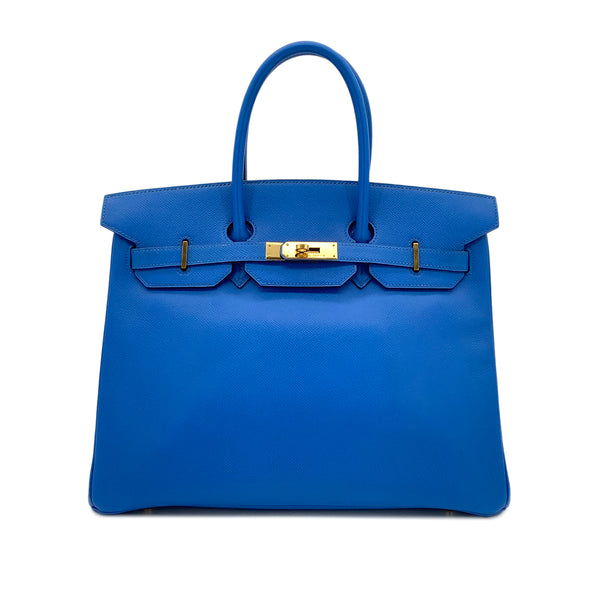 HERMES BIRKIN 35 BLEU FRANCE VEAU EPSOM HAND BAG □A GHW 90285104 - PURPOSE