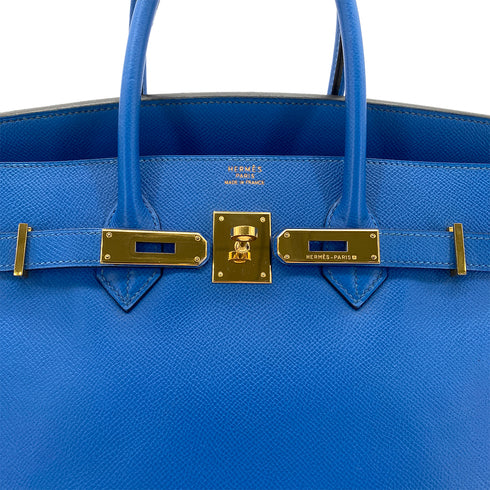 HERMES BIRKIN 35 BLEU FRANCE VEAU EPSOM HAND BAG □A GHW 90285104 - PURPOSE