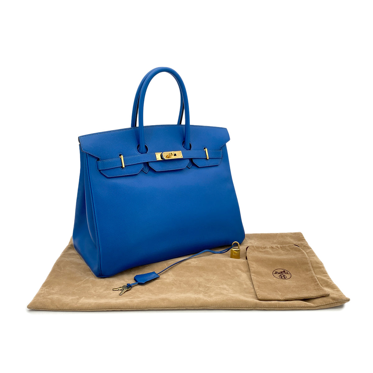 HERMES BIRKIN 35 BLEU FRANCE VEAU EPSOM HAND BAG □A GHW 90285104