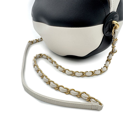 CHANEL BEACH COLLECTION 19SS BEACH BALL CHAIN SHOULDER BAG BLACK WHITE LEATHER 90285105 - PURPOSE