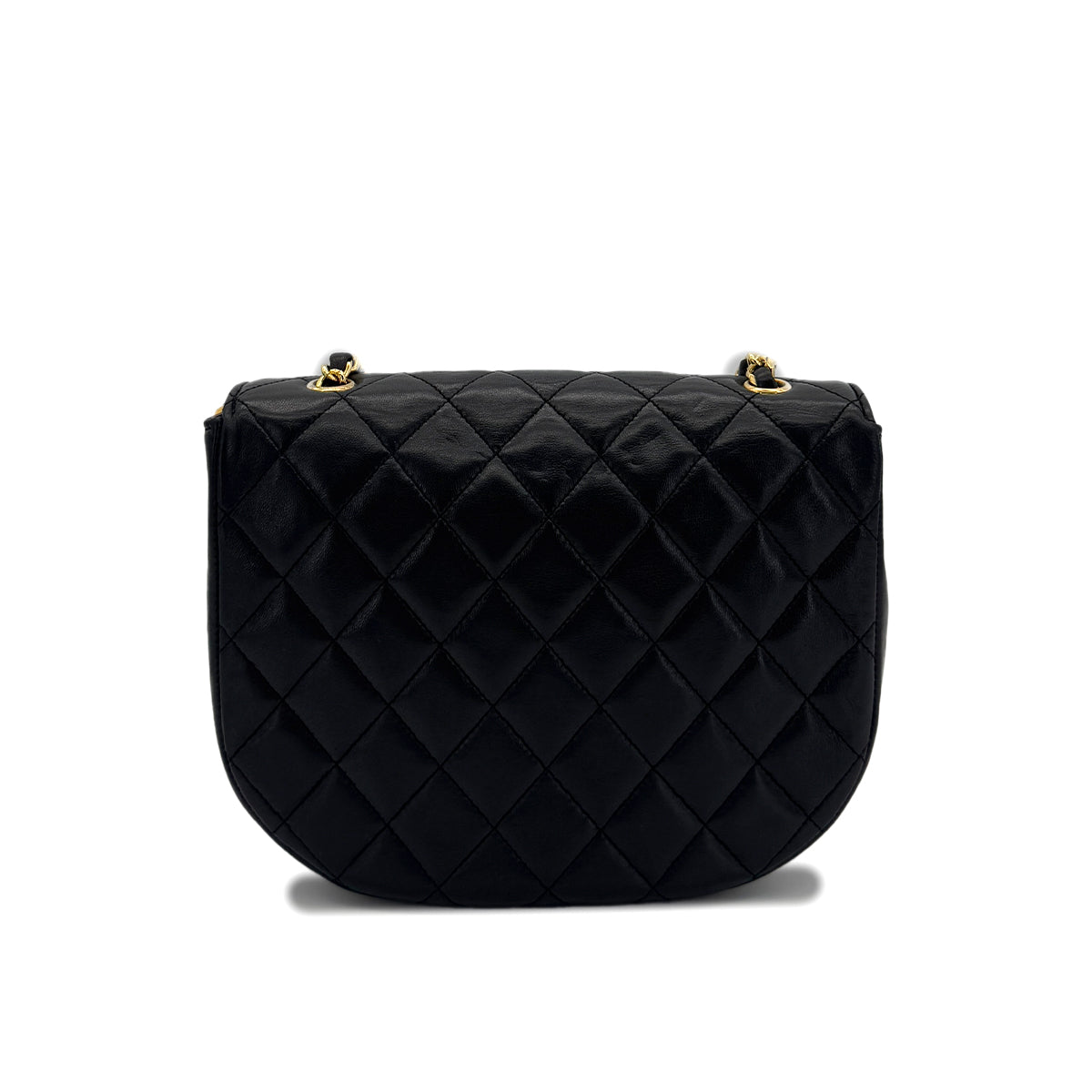 CHANEL VINTAGE MATELASSE BIG COCO CHAIN SHOULDER BAG BLACK LAMB SKIN 90285106