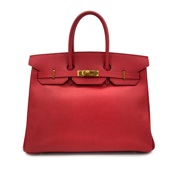 HERMES BIRKIN 35 ROUGE VIF COUCHEVEL HAND BAG □C GHW 90285118 - PURPOSE