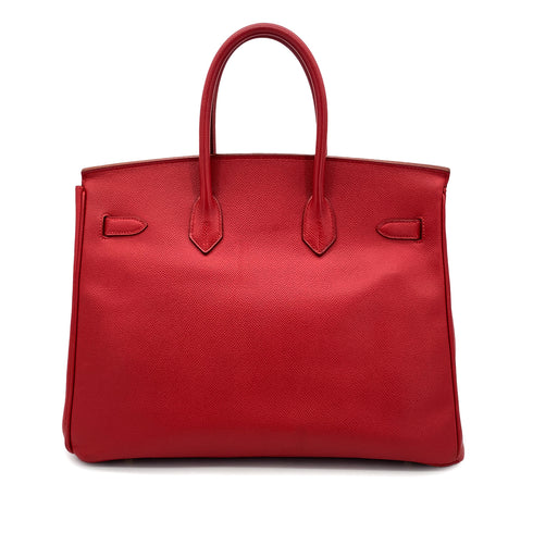 HERMES BIRKIN 35 ROUGE VIF COUCHEVEL HAND BAG □C GHW 90285118