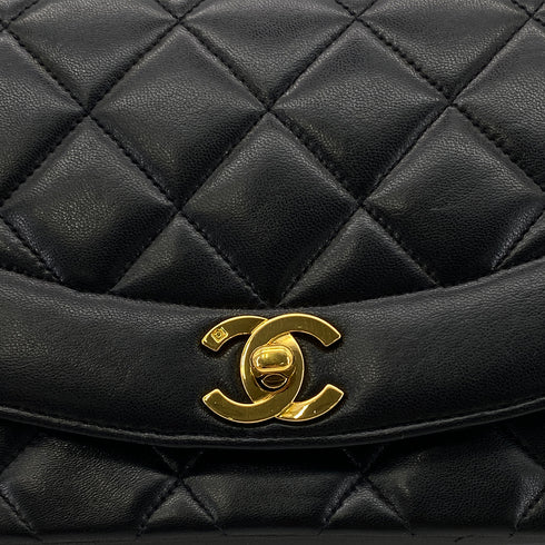CHANEL VINTAGE DIANA SMALL CHAIN SHOULDER BAG BLACK LAMB SKIN 90285120 - PURPOSE