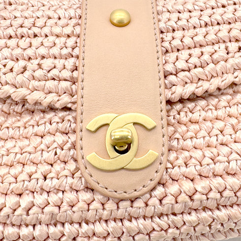 CHANEL VINTAGE COCOMARK HALF MOON RAFFIA CHAIN SHOULDER BAG PINK STRAW 90285129 - PURPOSE
