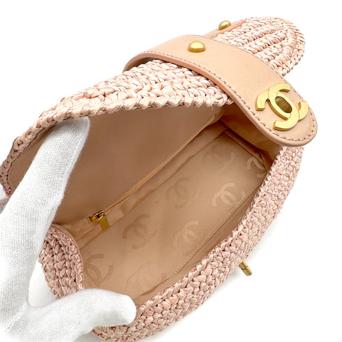 CHANEL VINTAGE COCOMARK HALF MOON RAFFIA CHAIN SHOULDER BAG PINK STRAW 90285129 - PURPOSE