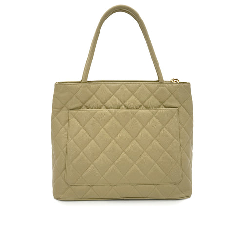 CHANEL VINTAGE MEDALLION TOTE BAG PISTACHIO CAVIAR SKIN 90285130 - PURPOSE