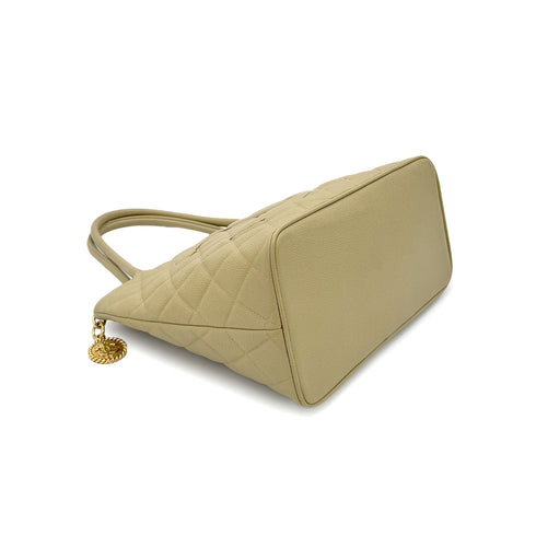 CHANEL VINTAGE MEDALLION TOTE BAG PISTACHIO CAVIAR SKIN 90285130 - PURPOSE