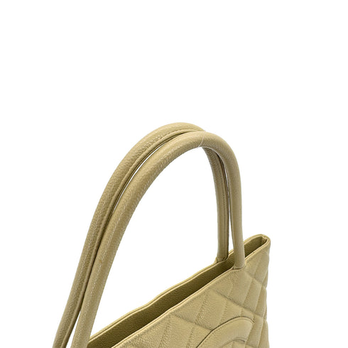 CHANEL VINTAGE MEDALLION TOTE BAG PISTACHIO CAVIAR SKIN 90285130 - PURPOSE