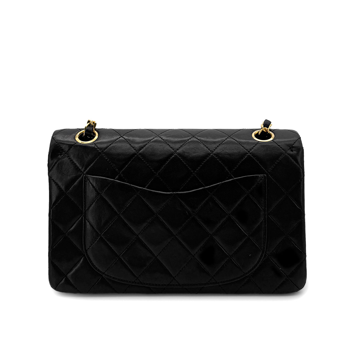 CHANEL VINTAGE CLASSIC FLAP SMALL CHAIN SHOULDER BAG BLACK LAMB SKIN 90285136