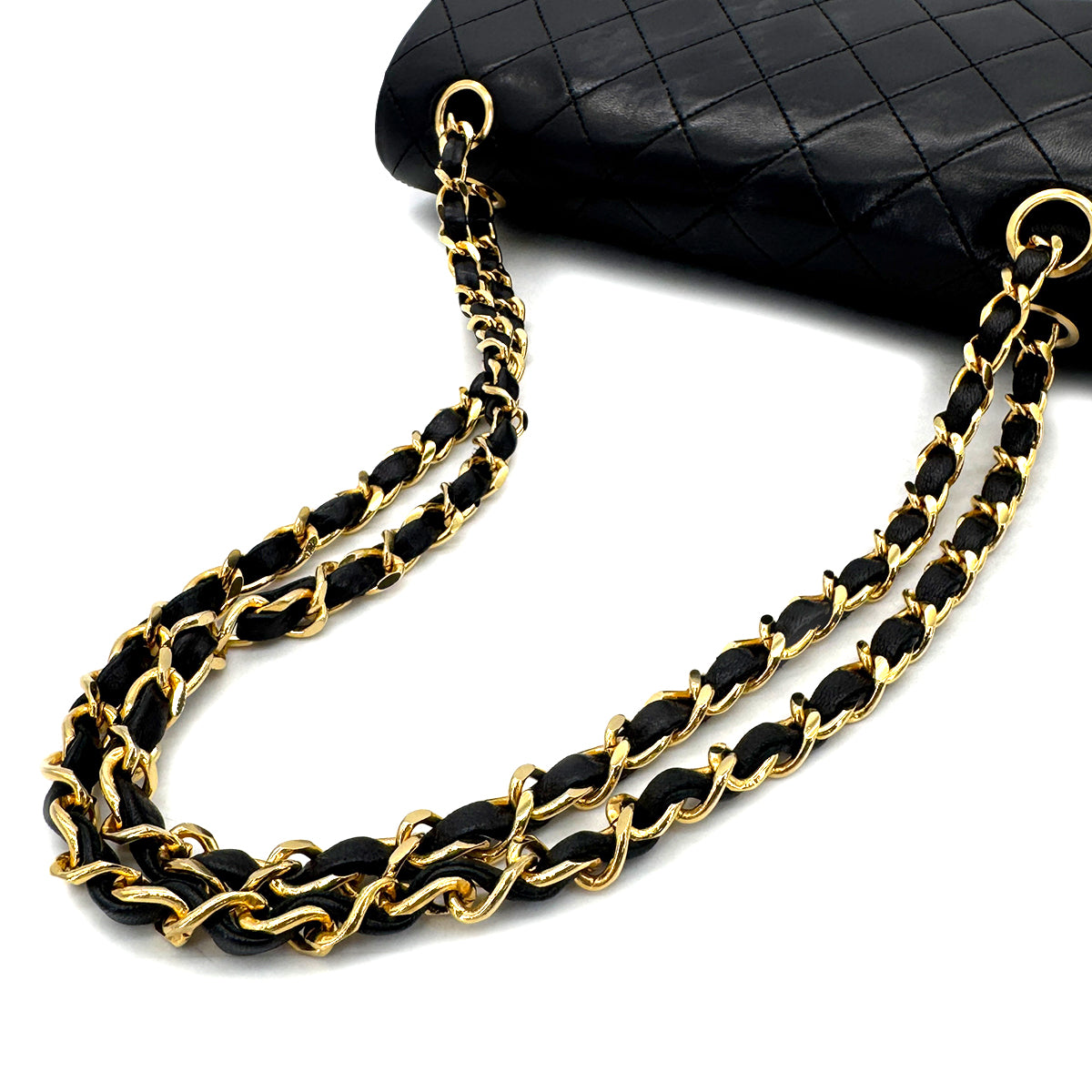CHANEL VINTAGE CLASSIC FLAP SMALL CHAIN SHOULDER BAG BLACK LAMB SKIN 90285136