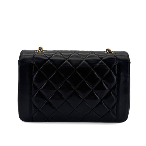 CHANEL VINTAGE DIANA MEDIUM CHAIN SHOULDER BAG BLACK LAMB SKIN 90285140 - PURPOSE